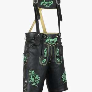 Pantalones de cuero Trachten negros de diseño alemán, tallas europeas del 46 al 62, en stock. - Product Image 1