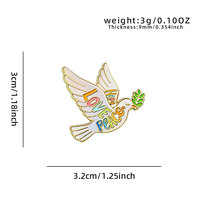Épingles en émail personnalisées en gros en forme de colombe de la paix, broches en métal Amour & Paix, accessoire sur le thème de la paix mondiale, en stock