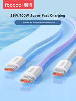 Yoobao kabel Data pengisi daya USB PD100W, kabel pengisian daya Cepat nilon tipe-c USB-A harga grosir untuk ponsel
