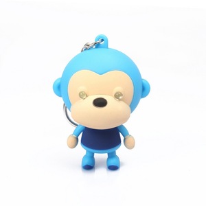 Led PVC khỉ móc khóa với đèn pin và âm thanh bù đắp in ấn phim hoạt hình keyrings cho quà tặng - Product Image 2