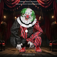 Nouvelle Arrivée Décoration de Clown Agrippant et Balançant pour Halloween, Modèle Électrique Interactif à Activation Vocale pour Intérieur, Fabriqué en Chine, Modèle Effrayant