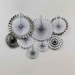 Ensemble d'éventails en <span class=keywords><strong>papier</strong></span> métallisé or rose, rosettes en <span class=keywords><strong>papier</strong></span> suspendues pour décorations de toile de fond de mariage et de fête - Product Image 4