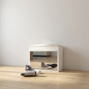 Banc moderne personnalisé avec rangement pour chaussures, meuble à chaussures à rabat avec miroir, organisateur de chaussures en bois MDF pour entrée - Product Image 1