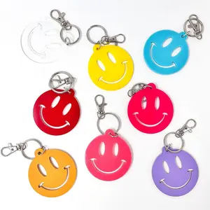 Custom Color Smiley Face Emoticons Acryl Sleutelhanger Maker Custom Printing Clear Logo Sleutelhangers Voor Geschenken