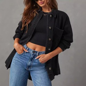 <span class=keywords><strong>Veste</strong></span> <span class=keywords><strong>en</strong></span> <span class=keywords><strong>jean</strong></span> pour <span class=keywords><strong>femme</strong></span>, tendance, oversize, respirante, imprimée, vintage, gothique, à bouton unique, à manches longues, avec poche - Product Image 4