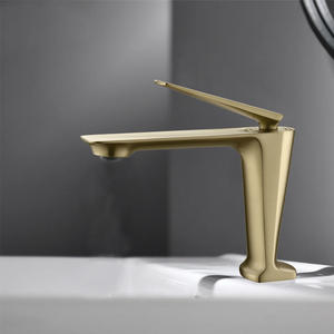 Robinet de lavabo tout cuivre monotrou monocommande à poser sur le plan avec cartouche céramique pour salle de bain - Product Image 1