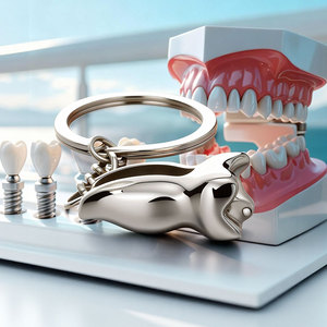 Porte-clés en forme de dent molaire dentaire en alliage de zinc dents porte-clés en métal simulé outils dentaires en métal pince dentaire dentiste porte-clés - Product Image 3