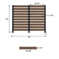 Panel de Cerca de Privacidad para Exteriores de Estilo Rústico de 49" de Alto x 78" de Ancho, Diseño sin Excavación, Postes de Aluminio, Uso Bidireccional, Color Marrón (2 Paneles)