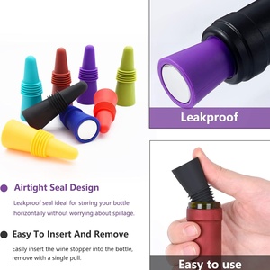 Bouchon de bouteille de vin en silicone souple avec fermeture supérieure à prise en main pour conserver le vin frais, lot de 8 - Product Image 6