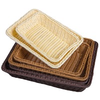 Retro Faux-Rattan Geweven IJzeren Frame Fruit- & Broodmand voor Supermarkt & Hotel Presentatie Snack & Traktatie Organizer Opbergmand