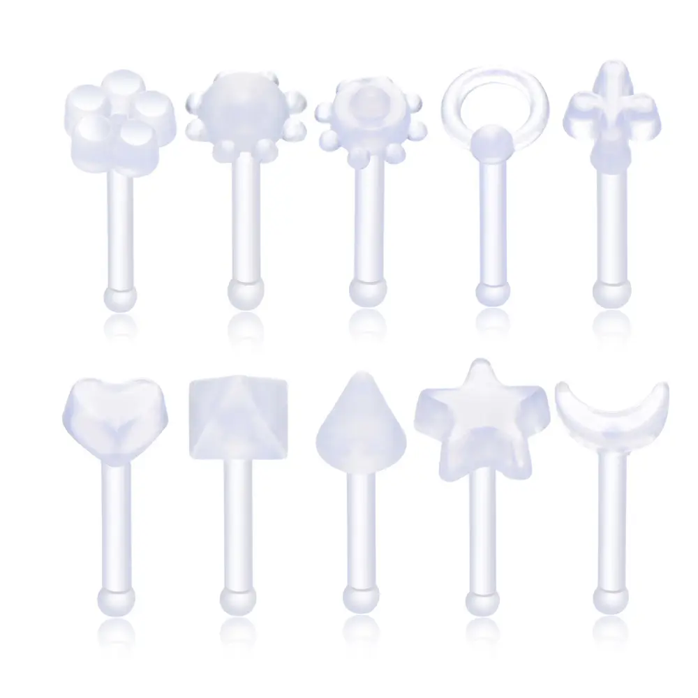 2401 Stock 10 kinds of transparent nose stud set piercing jewelry small ear body