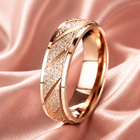 Bague JLM Artisan en Or Rose, Anneau de Mariage Radiant Sablé, Bijou Unisexe Chic et Géométrique Poli