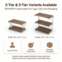Table de camping pliable à 3 niveaux en bois massif et acier inoxydable pour le camping et les pique-niques – Gardez votre équipement bien rangé