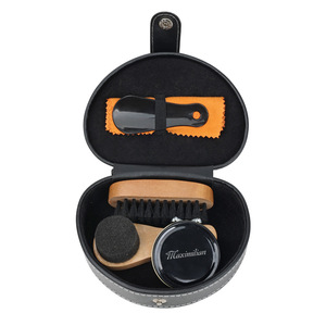 Maximilian Shoe Care <b>Kit</b> 4 Piece Set With Brush <b>Polish</b> Cloth And Sponge For Leather Shoe Maintenance - Product Image 1