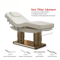 Lit de massage électrique blanc avec base dorée - Lit de beauté moderne en PU réglable pour spa, salon, salon de beauté et chambre à coucher