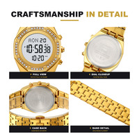 Jam Tangan Wanita Skmei 2480 Gaya Mewah Elegan Warna Perak Emas Tahan Air Bahan Stainless Steel Layar LED Digital