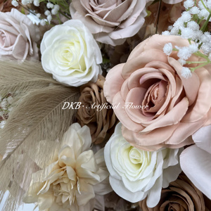 Vendita calda decorazione per festa <span class=keywords><strong>di</strong></span> nozze fiore bianco rosa <span class=keywords><strong>di</strong></span> seta fiore artificiale sfondo arco <span class=keywords><strong>di</strong></span> nozze - Product Image 6