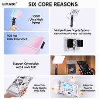 Lumière d'appoint Liadi P100c légère et pleine couleur pour photographie extérieure, éclairage vidéo 100W pour photographie et diffusion en direct, compact et doux