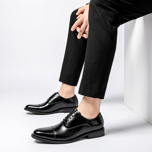 Chaussures en cuir pour hommes, chaussures de ville pour hommes, chaussures Oxford en cuir véritable, chaussures formelles à talon rehaussé, chaussures en cuir de style britannique - Product Image 5