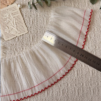 Bande de dentelle froissée en mousseline rouge à bords ondulés de 9,5 cm, fournitures DIY faites à la main pour accessoires capillaires, dentelle pour ourlets de jupes, usine