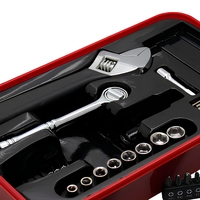 Kit de 41 outils tout-en-un : tournevis, clé à molette réglable, cliquet, embouts et douilles, dans une boîte métallique, pour réparations domestiques