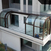 Véranda commerciale moderne à structure inclinée en aluminium, motorisée, mobile et rétractable, avec double vitrage Low-E, écologique, pour usage résidentiel