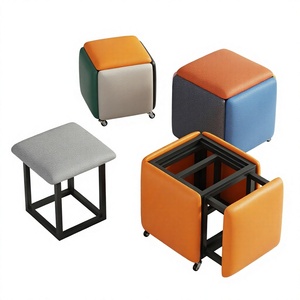 Reposapiés y Otomana Redonda de Cuero Moderna 5 en 1 Wayon - con Funda Extraíble para Villa - Almacenamiento para Sala de Estar - Product Image 4
