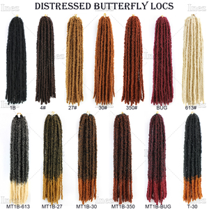 Extensions de cheveux synthétiques au <span class=keywords><strong>crochet</strong></span> Butterfly Faux Locs, Dreadlocks Ombré Rouge 24 pouces, Paquets de cheveux à tresser, 10 <span class=keywords><strong>mèches</strong></span>/paquet - Product Image 4