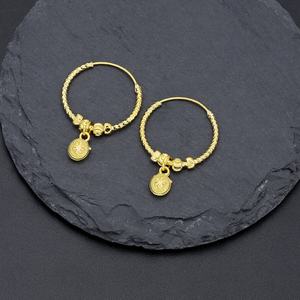 Boucles d'oreilles créoles épaisses JXX pour femme, nouveau bijou élégant en laiton plaqué or avec motif clochette en forme de cœur, tendance pour mariage ou cadeau - Product Image 3