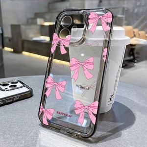 Funda de teléfono de TPU con lazo de cinta Rosa bonita ostentosa estética transparente para iPhone 16 15 14 13 12 11 Pro Max móvil a prueba de golpes - Product Image 6