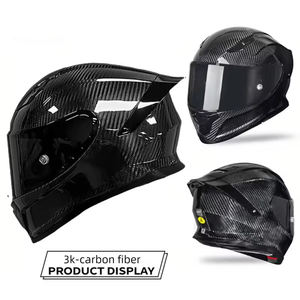 Casco Integrale per <span class=keywords><strong>Moto</strong></span> in Fibra di <span class=keywords><strong>Carbonio</strong></span> di Alta Qualità, Lente Scura, Visiera Parasole, Vendita all'Ingrosso, <span class=keywords><strong>Caschi</strong></span> da Corsa 3K 12K Quattro - Product Image 1