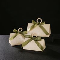 Boîte à dragées élégante en bois avec logo personnalisé, gaufrée, pour mariage, avec sac cadeau en papier et nœud en ruban, souvenir, vente en gros