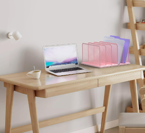Desk File Organizer Upright Mesh Desktop Organizer File Sorter Office Organization File Holder for Home Office Classroom <b>Pink</b> - Product Image 5