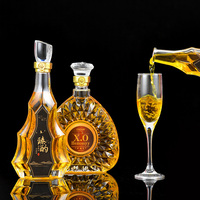 Cristal Whisky Carafe Verre 500ml 750ml Liqueur Bouteille de Vin avec Bouchon à Vis pour Tequila et Brandy
