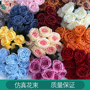 Flores de Seda de Rosa Real de Nueve Cabezas, 43 cm, Decoración para Bodas y Hogar, Estilo Pastoral Fresco, Flores Artificiales - Product Image 5