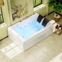 Baignoire SPA de Luxe à Jets et Massage d'Air, Baignoire Balnéo Intérieure en Acrylique pour 2 Personnes avec Douchette et Mitigeur