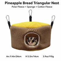 Nid triangulaire en forme de pain d'ananas pour hamster Sugar Glider - Lit suspendu en polaire Sherpa éponge 9,4 pouces/24 cm