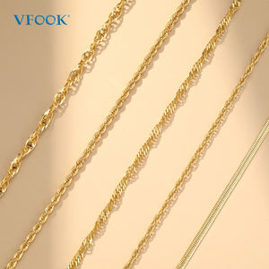 תכשיטי vfook-שרשרת שרשרת חלול וחלול מוצק שרשרת 14 קראט 18 קראט אמיתי זהב אמיתי שטוח נחש שרשרת תכשיטים לנשים - Product Image 1