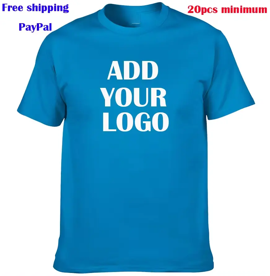 Kaus 160gsm polos hemat biaya katun Amerika 100% kaos musim panas sederhana kaos desain kustom dengan Logo Anda