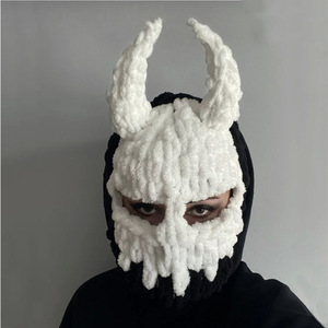 Pasamontañas de cuerno de diablo para Halloween Fiesta de adultos Diversión Otoño/Invierno Cálido Máscara de Jersey de cara completa - Product Image 3