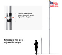 Bâtons de drapeau extérieur télescopique en Aluminium, 15 pieds, 1 kit
