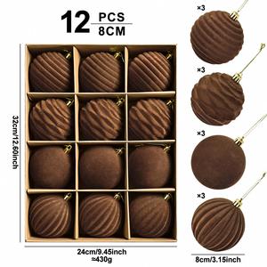 Boules de Noël suspendues de 8 cm, électro-plaquées, floquées, incassables, réutilisables, luxueuses, multicolores, décorations pour arbre de Noël - Product Image 1