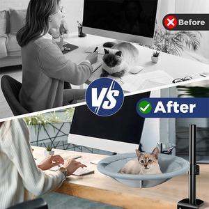 Yeni varış kedi masası yatak 360 ° dönen ve yüksekliği ayarlanabilir kedi hamak levrek kediler yatak masa için çıkarılabilir yıkanabilir kapak ile - Product Image 6