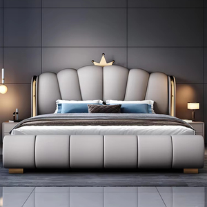 Cadre de lit double king size moderne en cuir souple de luxe, écologique <span class=keywords><strong>et</strong></span> durable, avec rangement, ensemble de meubles de chambre super grand format - Product Image 1