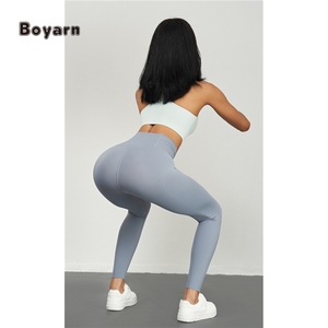 Boyarn collants doux pour la peau Anti-curling Fitness Leggings élastique pas de ligne T pour la course à pied escalade sport poche solide pantalon - Product Image 6
