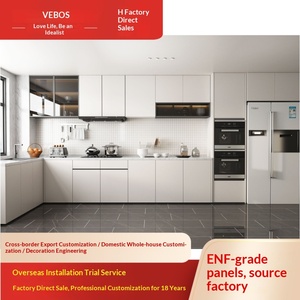Meuble <span class=keywords><strong>de</strong></span> cuisine moderne en mélamine, personnalisé, modulaire, écologique, avec îlot central et grand espace <span class=keywords><strong>de</strong></span> rangement, pour l'exportation. - Product Image 5