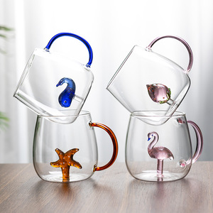 3D phim hoạt hình động vật được xây dựng trong kính <span class=keywords><strong>Mug</strong></span> với xử lý cao thủy tinh borosilicate chịu nhiệt trà ly cà phê 400ml món quà giáng sinh - Product Image 1