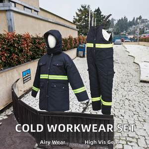 Ensemble de vêtements de travail en coton pour chambre froide, veste et pantalon, stockage à froid, respirant, haute visibilité, travail en extérieur en hiver, combinaison de travail chaude - Product Image 2
