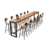 Tavolo da Bar in Legno Massello, Tavolo Lungo per Caffetteria, Bar, Ristorante, Set Tavolo e Sedie con Gambe Alte