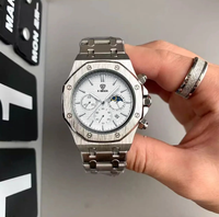Montre à quartz pour homme entièrement automatique, multifonction, phase de lune, trois aiguilles, six aiguilles, bracelet en acier, marque suisse, neuve